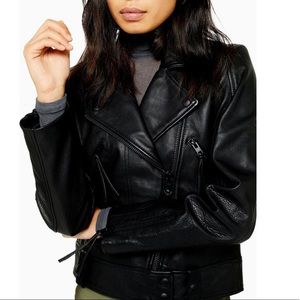 Topshop Sky Leather Biker Jacket
